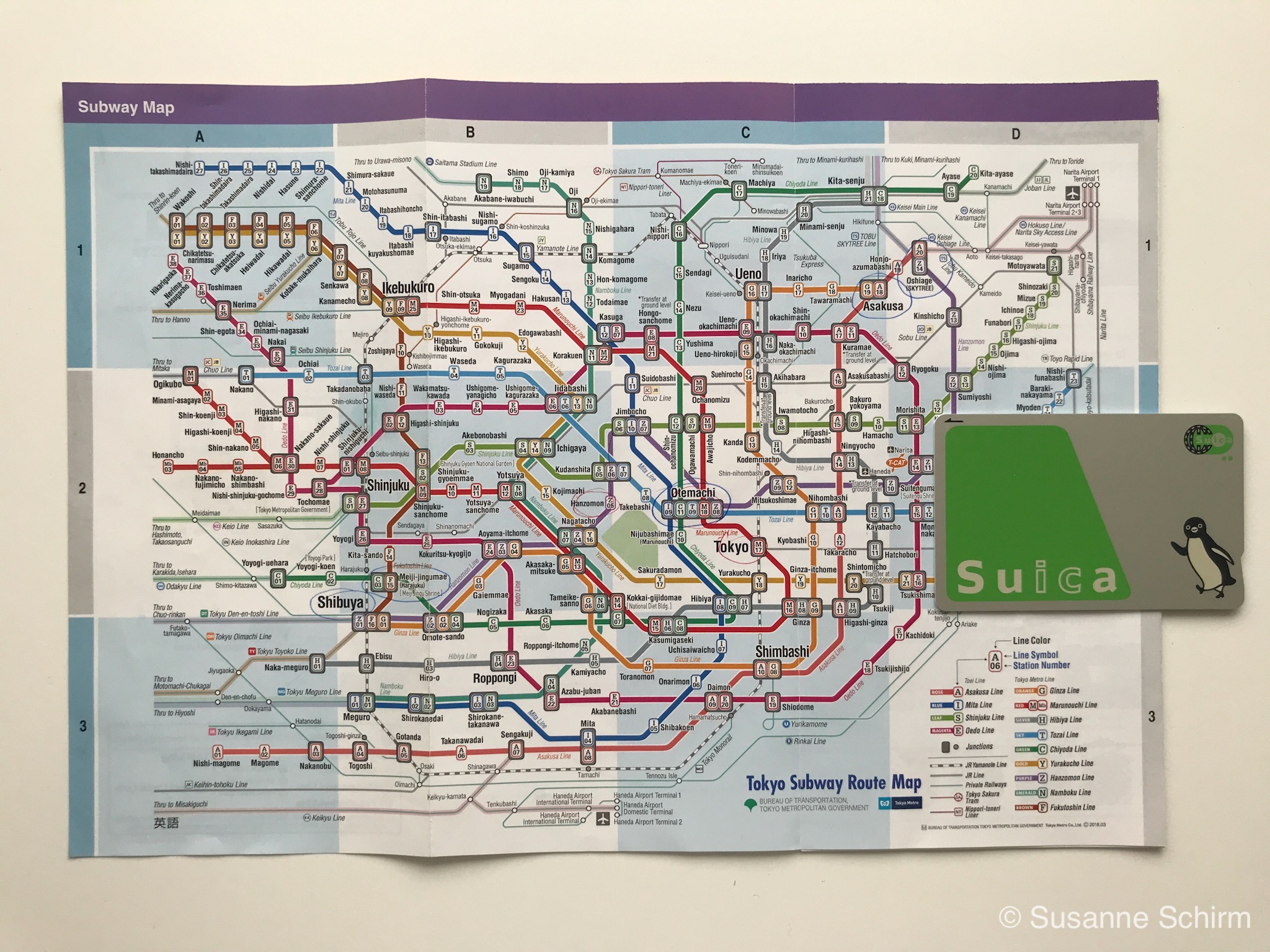 Metro-Streckennetz in Tokio und Suica Card